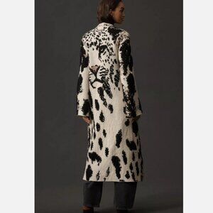 Anthropologie Pilcro Leopard Print Sweater Duster Cardigan Jacket S M NWT